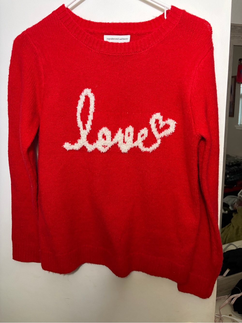 Women’s cupcakes and cashmere red love sweater extra small